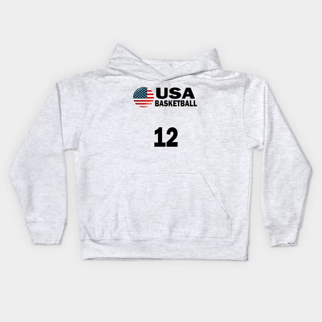 USA Basketball Number 12 T-shirt Design Kids Hoodie by werdanepo